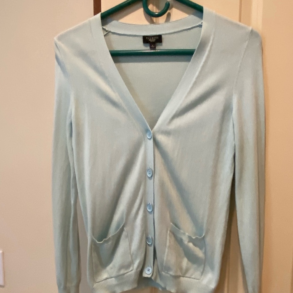 Talbots Soft Blue V-Neck Cardigan